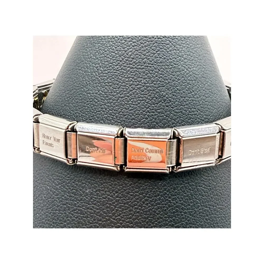 Italian Modular Charm 10 Commandments Hebrew Bracelet